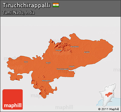 Political 3D Map of Tiruchchirappalli, single color outside