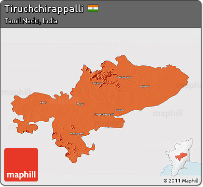 Political 3D Map of Tiruchchirappalli, single color outside