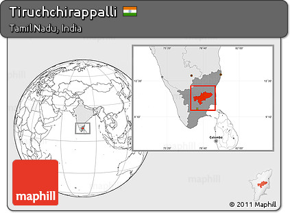 Blank Location Map of Tiruchchirappalli, highlighted country, highlighted parent region