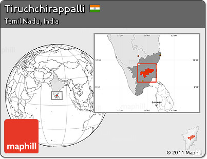 Blank Location Map of Tiruchchirappalli, highlighted country, highlighted parent region