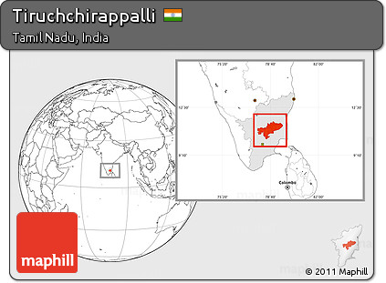Blank Location Map of Tiruchchirappalli, highlighted parent region