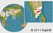 Satellite Location Map of Tiruchchirappalli, highlighted parent region