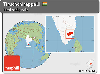 Savanna Style Location Map of Tiruchchirappalli, highlighted country