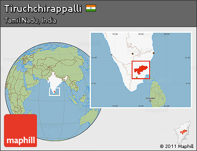 Savanna Style Location Map of Tiruchchirappalli, highlighted country