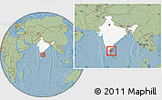 Savanna Style Location Map of Tiruchchirappalli, highlighted country, highlighted parent region, within the entire country, hill shading