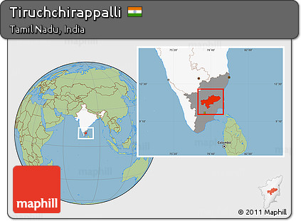 Savanna Style Location Map of Tiruchchirappalli, highlighted country, highlighted parent region