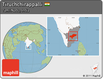 Savanna Style Location Map of Tiruchchirappalli, highlighted country, highlighted parent region