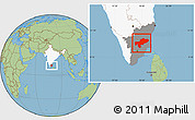 Savanna Style Location Map of Tiruchchirappalli, highlighted country, highlighted parent region