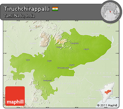 Physical Map of Tiruchchirappalli, lighten