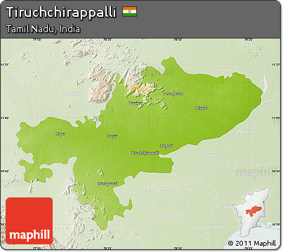 Physical Map of Tiruchchirappalli, lighten