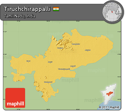 Savanna Style Map of Tiruchchirappalli, single color outside