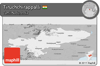 Gray Panoramic Map of Tiruchchirappalli