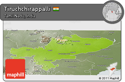 Physical Panoramic Map of Tiruchchirappalli, semi-desaturated