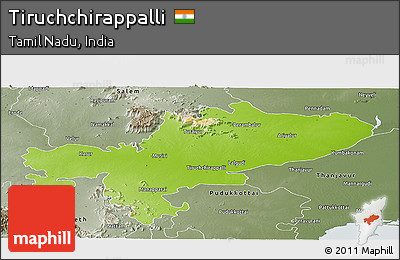 Physical Panoramic Map of Tiruchchirappalli, semi-desaturated