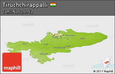 Physical Panoramic Map of Tiruchchirappalli, single color outside