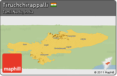 Savanna Style Panoramic Map of Tiruchchirappalli, single color outside