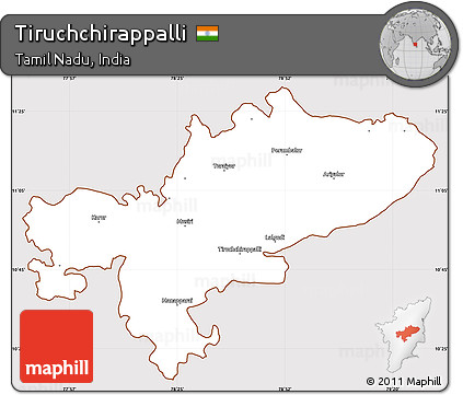 Classic Style Simple Map of Tiruchchirappalli, cropped outside