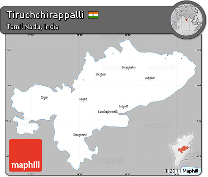 Gray Simple Map of Tiruchchirappalli, single color outside