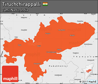 Political Simple Map of Tiruchchirappalli, single color outside, borders and labels
