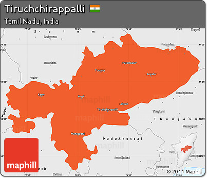 Political Simple Map of Tiruchchirappalli, single color outside, borders and labels