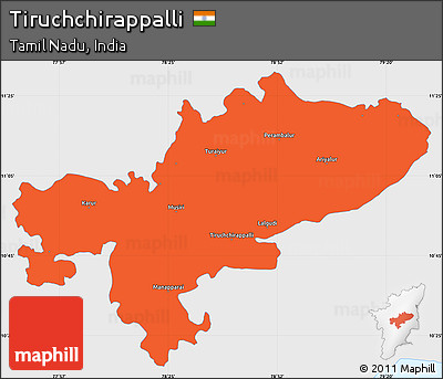Political Simple Map of Tiruchchirappalli, single color outside