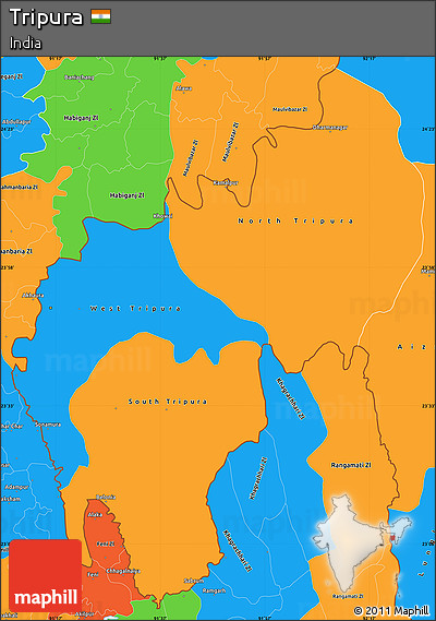 Political Simple Map of Tripura