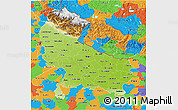 Physical 3D Map of Uttar Pradesh, political outside