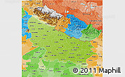 Physical 3D Map of Uttar Pradesh, political shades outside