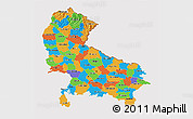 Political 3D Map of Uttar Pradesh, cropped outside