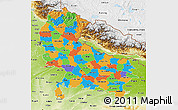 Political 3D Map of Uttar Pradesh, physical outside