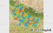 Political 3D Map of Uttar Pradesh, satellite outside