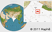Satellite Location Map of Agra, highlighted country