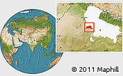 Satellite Location Map of Agra, highlighted parent region