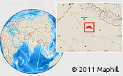Shaded Relief Location Map of Agra