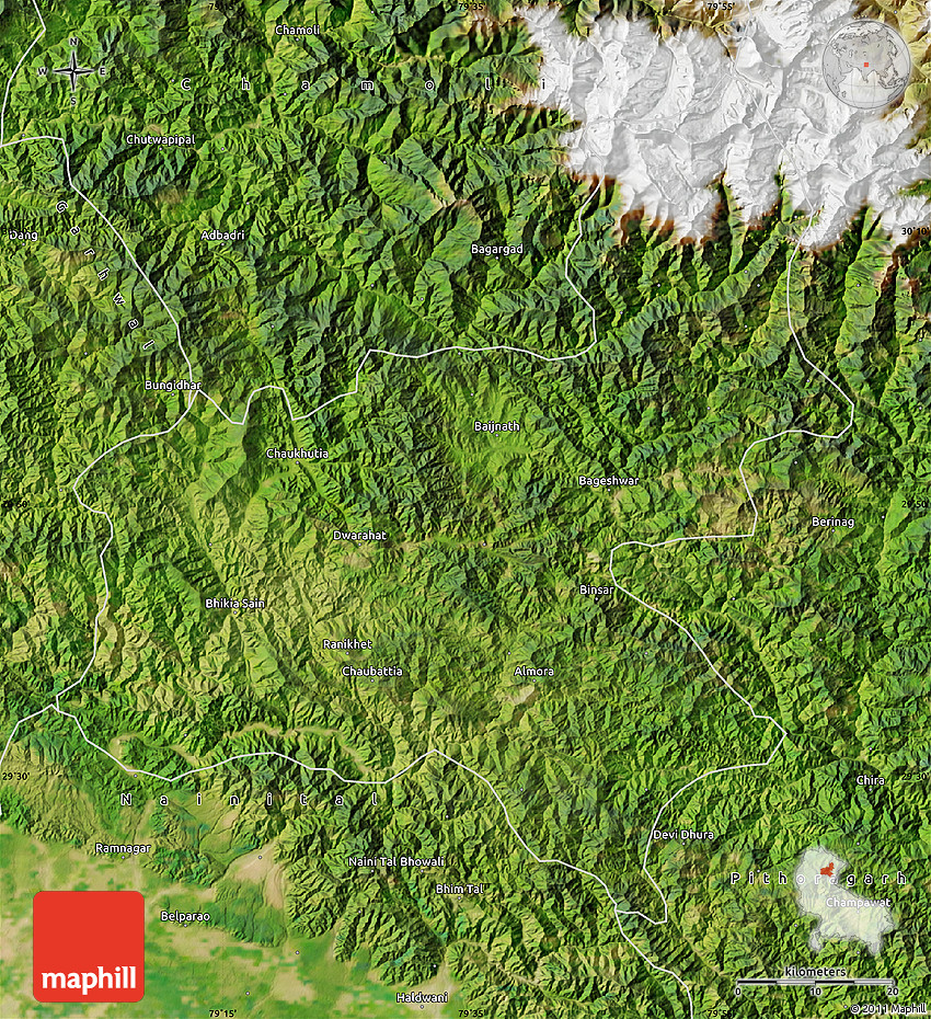Satellite Map of Almora