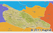 Satellite 3D Map of Ballia, political outside