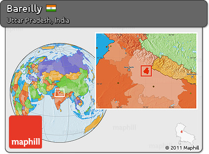 Political Location Map of Bareilly