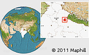 Satellite Location Map of Bareilly, highlighted country