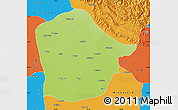 Physical Map of Bijnor, political outside