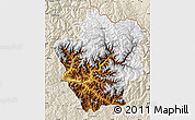 Physical Map of Chamoli, shaded relief outside