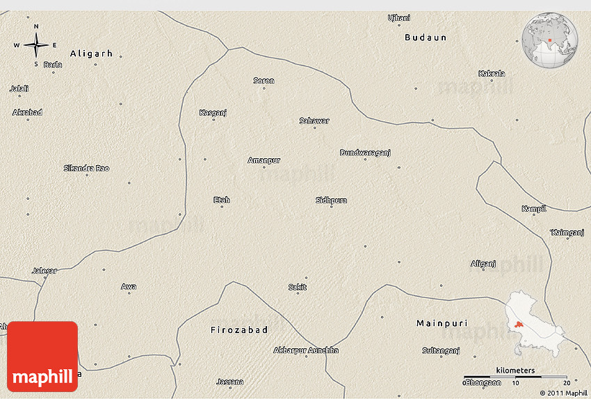 Shaded Relief 3D Map of Etah