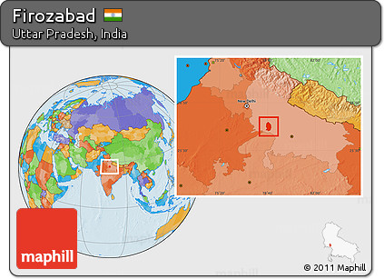 Political Location Map of Firozabad