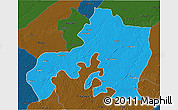 Political 3D Map of Jhansi, darken