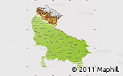 Physical Map of Uttar Pradesh, cropped outside