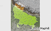 Physical Map of Uttar Pradesh, darken, semi-desaturated