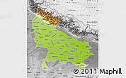 Physical Map of Uttar Pradesh, desaturated