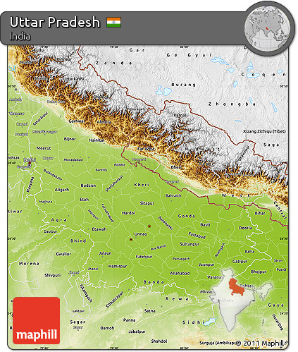 Physical Map of Uttar Pradesh