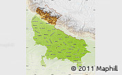 Physical Map of Uttar Pradesh, lighten