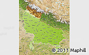 Physical Map of Uttar Pradesh, satellite outside