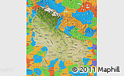 Satellite Map of Uttar Pradesh, political outside